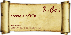 Kassa Csák névjegykártya